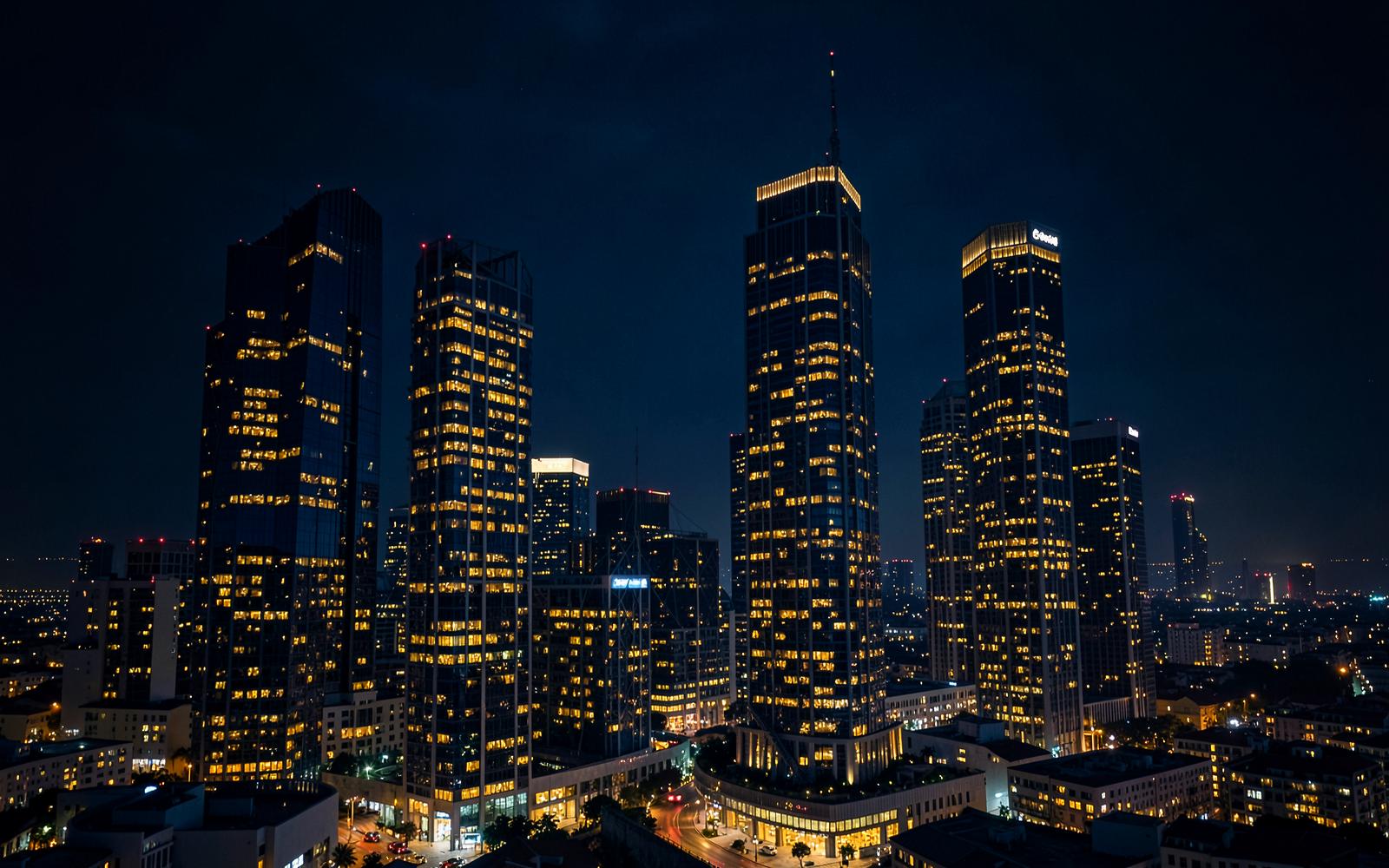 Illuminated city skyline representing long-term property growth